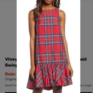 Plaid vineyard vines sleeveless dress red